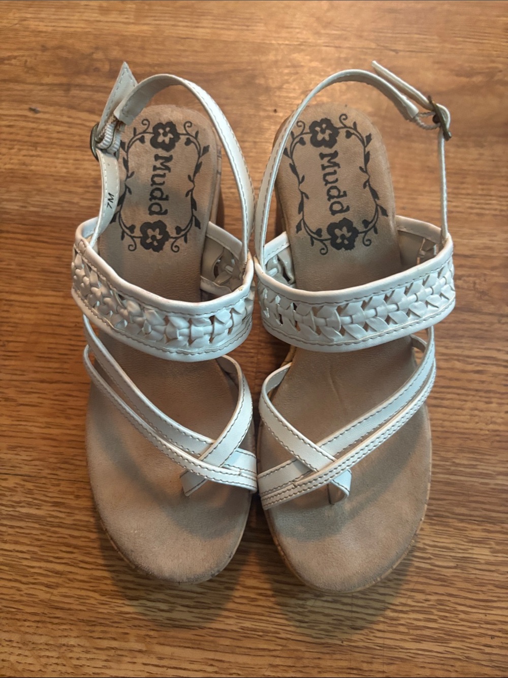 Mudd White Braided Strap Women's Sandals